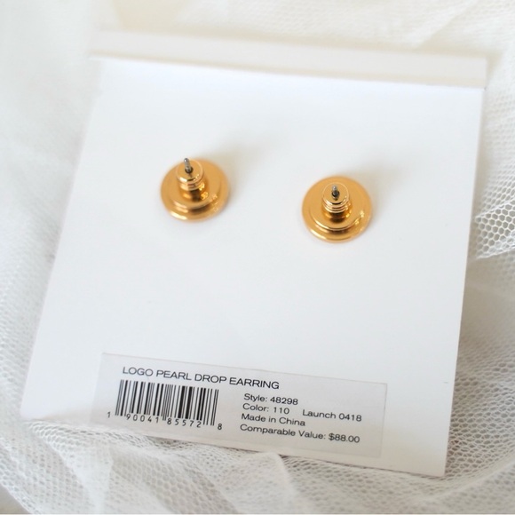 Tory Burch Kira Moondance Pearl Drop Earrings Gold Tone NWT - Picture 4 of 11